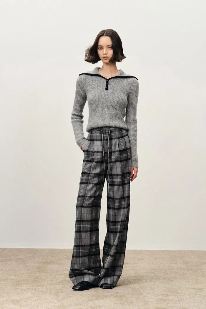 Klara Fringe Collar Drawstring Pants in French Bouclé