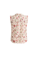 Ursa Ärmelloses Top mit handbemaltem Blumenmuster aus Seiden-Baumwoll-Mix
