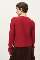 Letitia Hand Crocheted  Beaded Floral Cardigan in Wool Alpaca Blend Knit