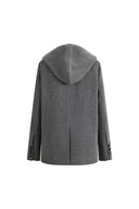 Avery Layered Look Hoodie Blazer in Merino Wool