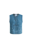 Top sans manches Wren Paisley en denim de coton