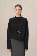Lucy Mock Neck Sweater in Merino Wool Knit