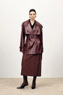 Ostro Trenchcoat-Stil Mantel aus gewachstem Kunstleder