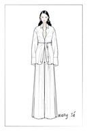 Xena Hand Beaded Belt Cinched Waist Shirt in Acetate Blend