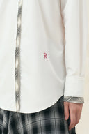 Riley Plaid Embroidery Oversized Shirt in Cotton Poplin