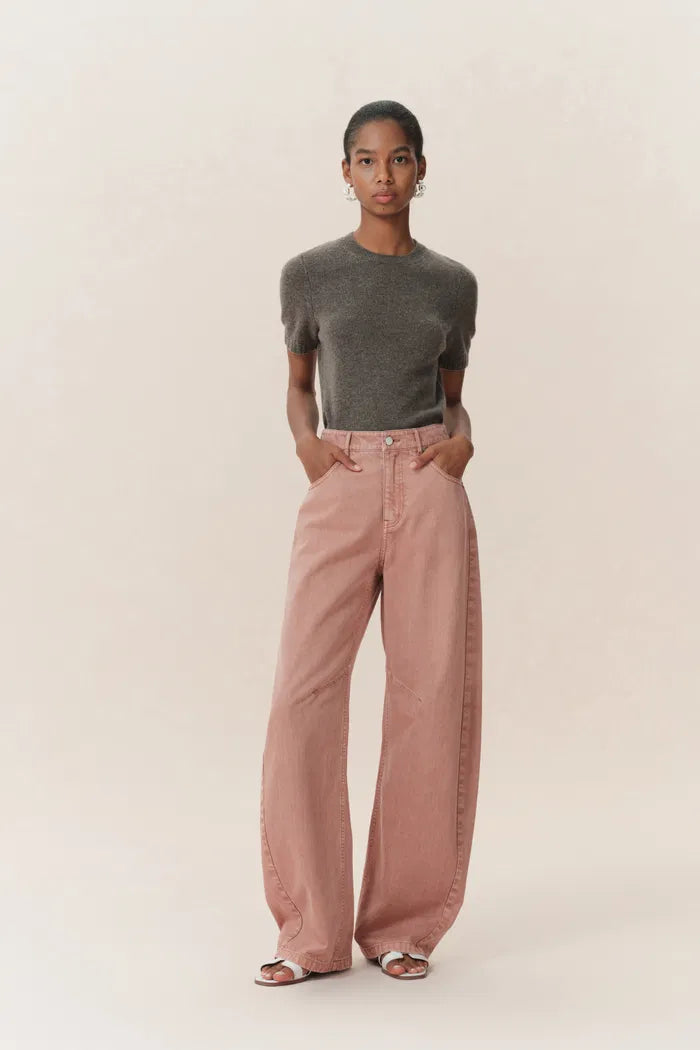Adeline Knee Seams Dusty Pink Jeans in Lyocell Denim