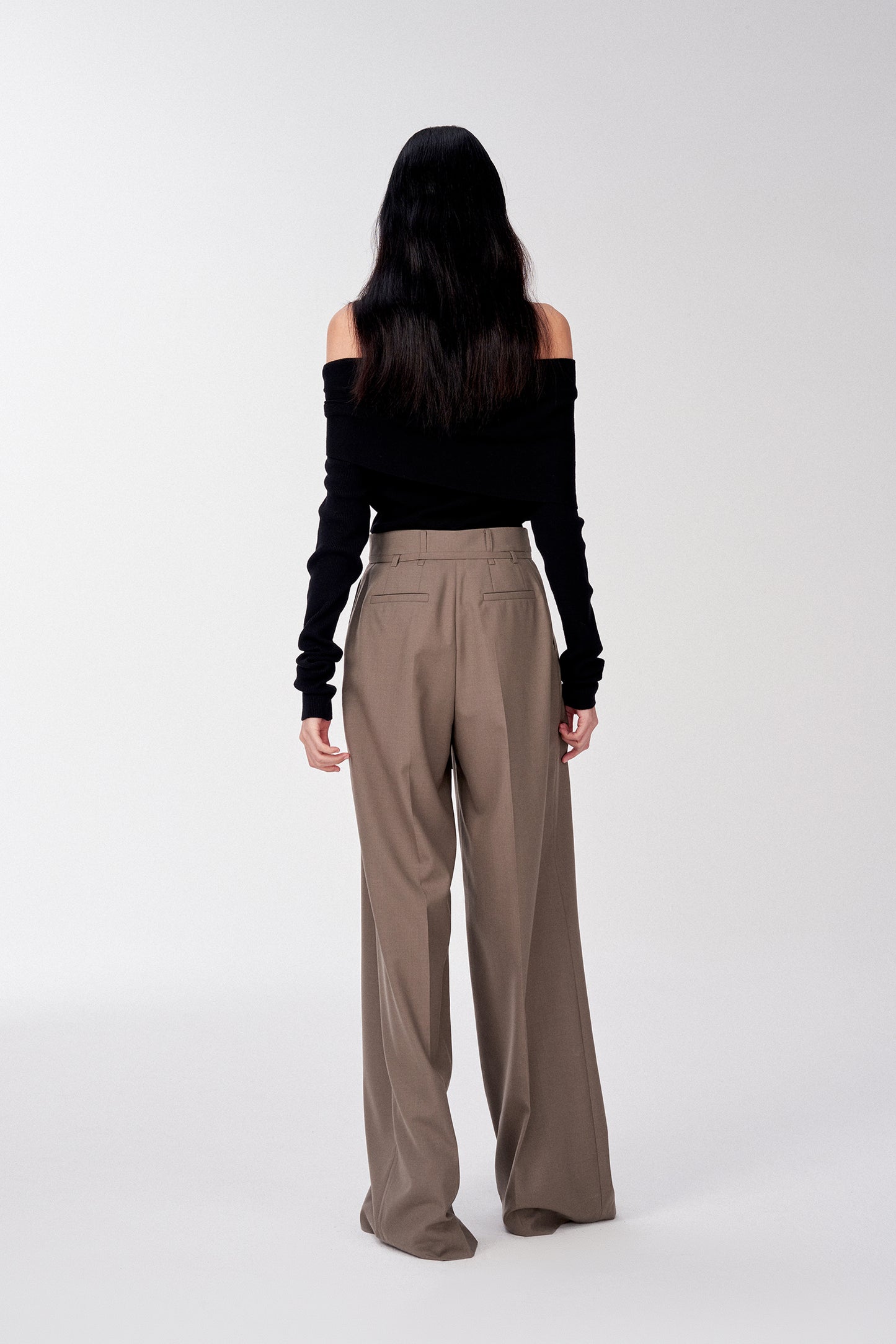 Alba Belted Suit Trousers in Wool Blend