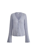 Serenity V Neck Sheer Cardigan in Lightweight Cable Knit