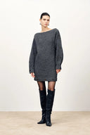 Vestido Kylie ajustable con hombros descubiertos en tejido de lana merino hilado grueso