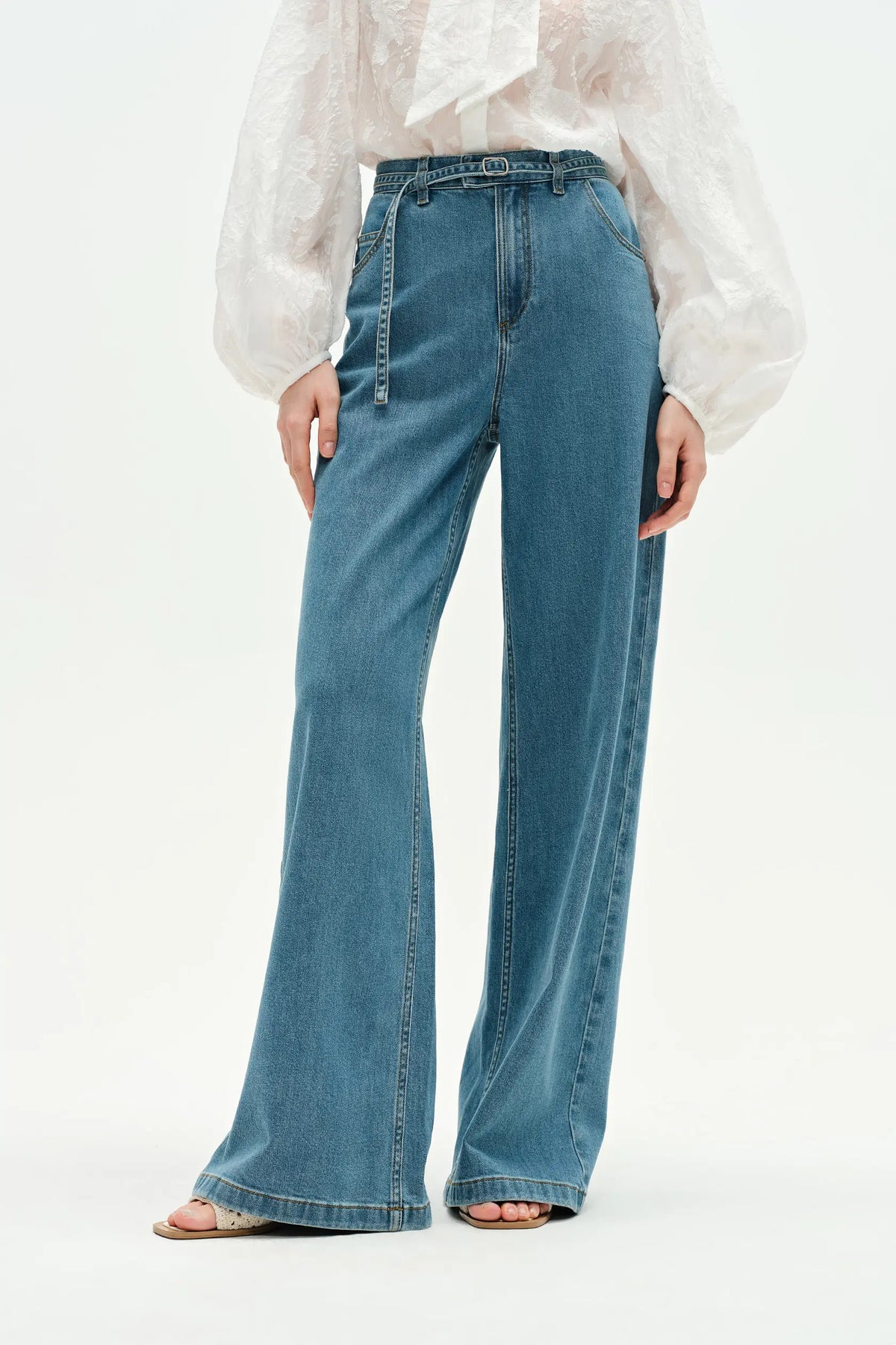 Ella Belted Washed Jeans Lyocell Denim