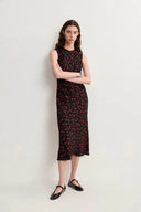Blair Sleeveless Cheongsam Dress in Textured Mulberry Silk