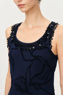 Stella Fringed Sleeveless Midi Dress in Cotton-Elite Yarn Knit