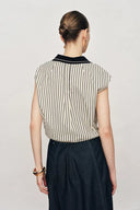 Nino Contrast Collar Sleeveless Shirt Top in Cotton Poplin
