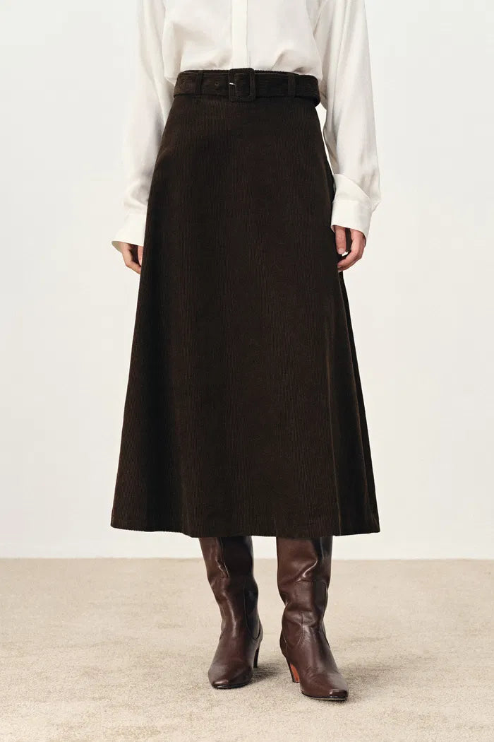 Geraldin Midi Skirt in Cotton Corduroy