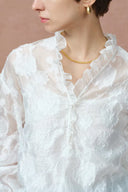Blusa Cecilia con volantes y cuello en V en chiffon burnout