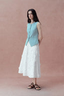 Olivia Hand Stitched Flora Applique Maxi Skirt in Cotton