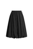 Cathy Black Twisted-Seam Bubble Midi Skirt in Lightweigt Blend