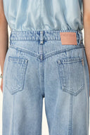 Calli Studded Beading Panel Straight Jeans in in Cotton Denim