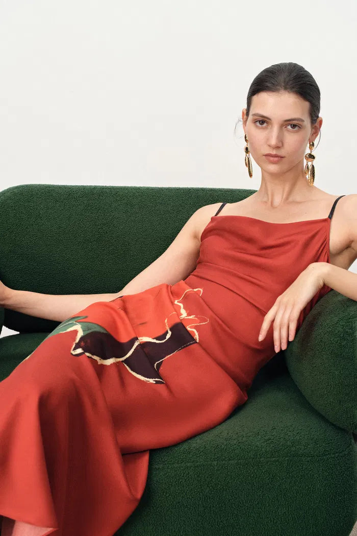 hand painted silk dress Avasa Hand-painted Pichhwai Silk Dress