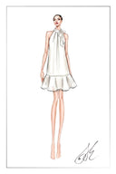 Abito con sciarpa Aria in satin twill