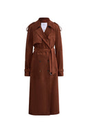 Tilda Detachable Epaulette  Trench Coat in Faux Suede