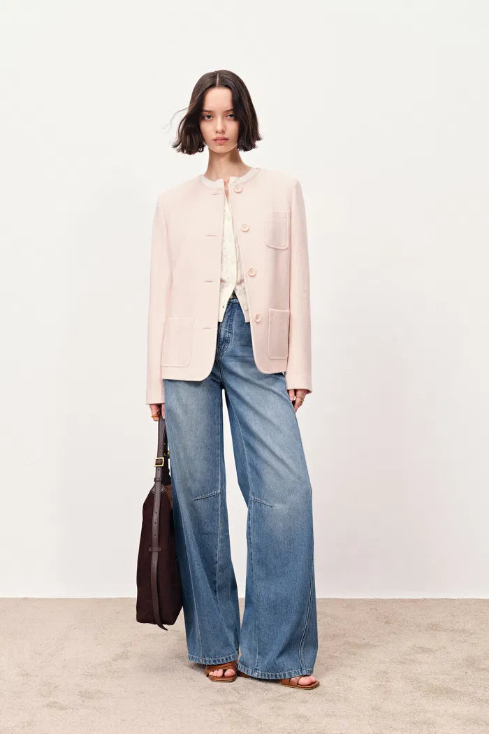 Nassau Rounded Collar Multi Yarn Jacket in Merino Wool