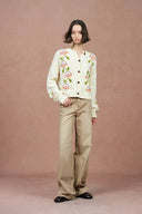 Saga Floral Cardigan in Merino Wool Knit