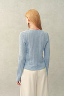 Barbara Scalloped Long Sleeve Top in Premium Cotton Knit