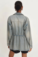 Veste safari à cordon de serrage Esme en denim coton