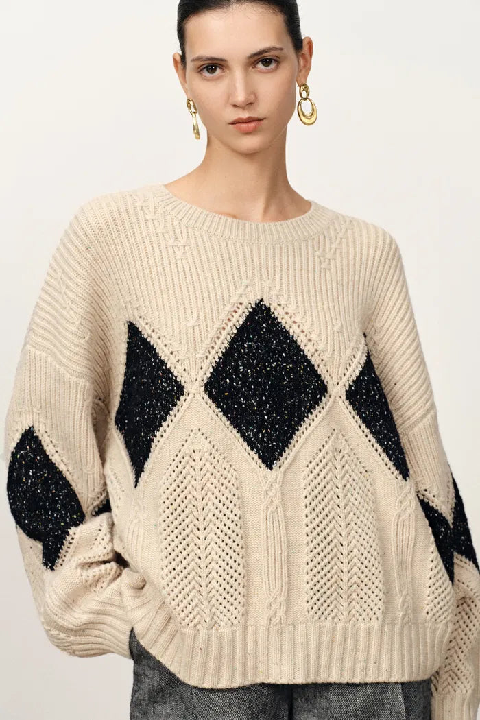 Cassy Argyle Sweatshirt in  Coarse Spun Merino Wool