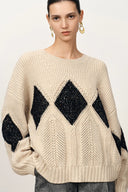 Sudadera Cassy con rombos en lana merino de hilado grueso