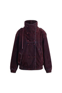 Hilda Reversible Collar Flocked Denim Jacket in Flocked Denim