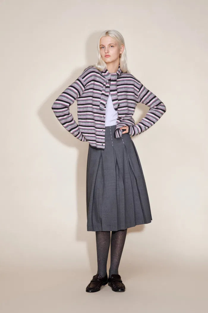 Loli Colorful Striped Knit Cardigan in Merino-Silk-Cashmere Blend