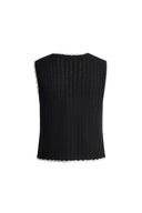 Top de punto con margaritas de crochet Azores en mezcla de algodón y lino