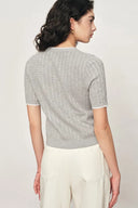 Top a maniche corte Clara in maglia a cavo di cotone