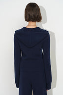 Vivi Fitted Cropped Hooded Cardigan in Wool Blend