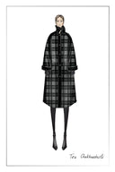 Camila Leatehr Accent Checkered Coat in Bouclé Wool