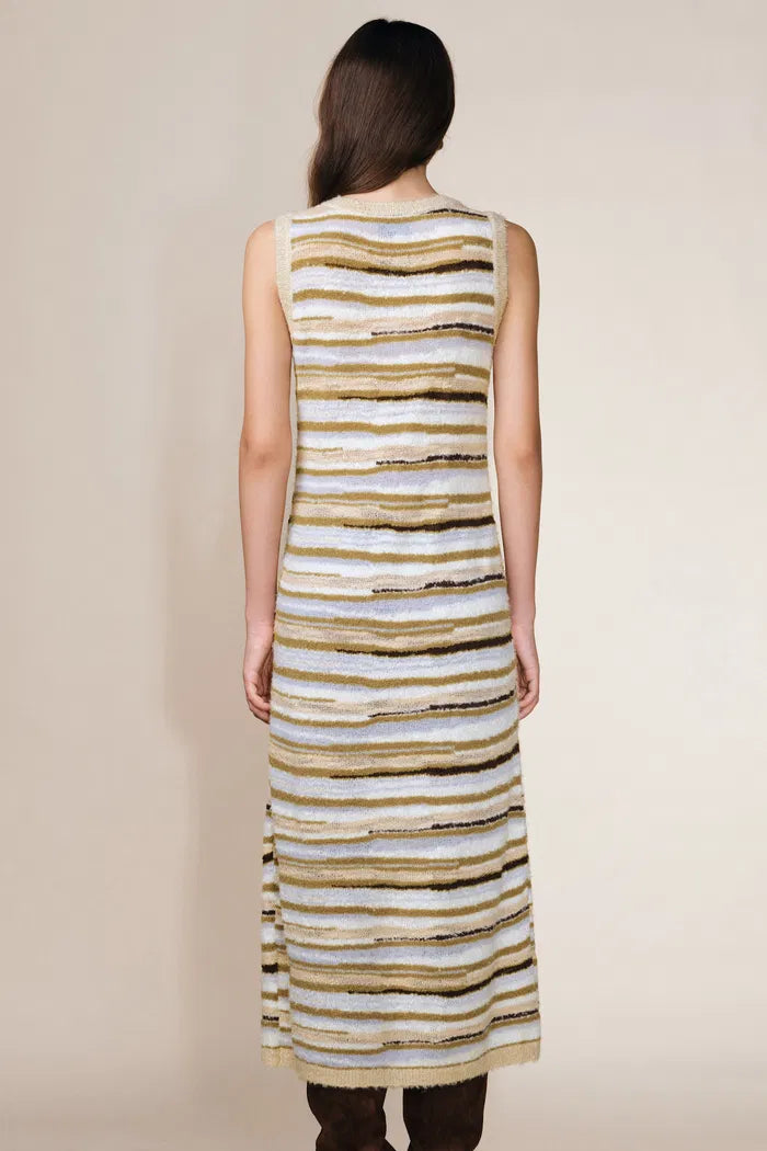 Green River Bouclé Mixed Stripe Tank Dress in Merino-Mohair Multi-Yarn