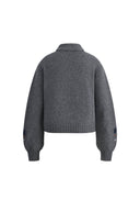 Fika Bloemen Gebreid Polo Shirt in Merino Wol Gebreid