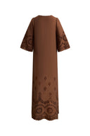 Sienna Embroidered Robe Dress in Linen Blend