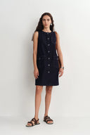 Cecilia Sleeveless Dress in Raw Denim