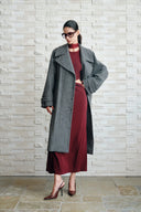 Delia Fischgrät Trenchcoat-Stil Mantel aus Leichter Merinowolle