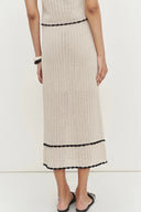 Top senza maniche all'uncinetto con margherite fatto a mano Azores e completo gonna midi Palma in misto cotone-lino