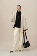 Lanza Handgefertigter Kapuzen-Cashmere-Doppelseitenmantel aus Merino-Cashmere-Mischung