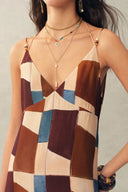 Janise Riad Print Halter Dress in Light Crinkle Gauze