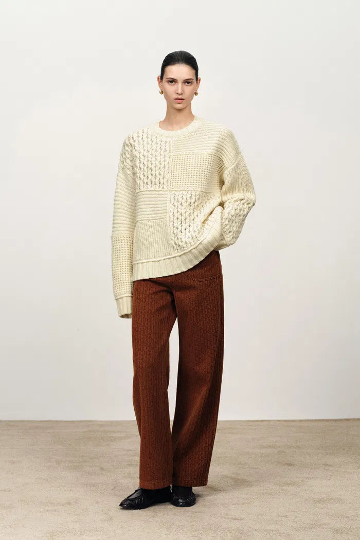 Heidi Mixed Texture Sweater in Merino Wool Knit