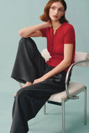 Pantalon large plissé Kelly en mélange coton modal