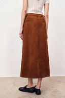 Olivia Contrast Trim Jacket and Skirt Matching Set in Faux Suede