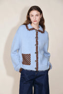 Cardigan Lvy à pompons crochetés à la main en mélange mohair