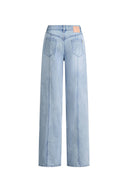 Calli Studded Beading Panel Straight Jeans in in Cotton Denim